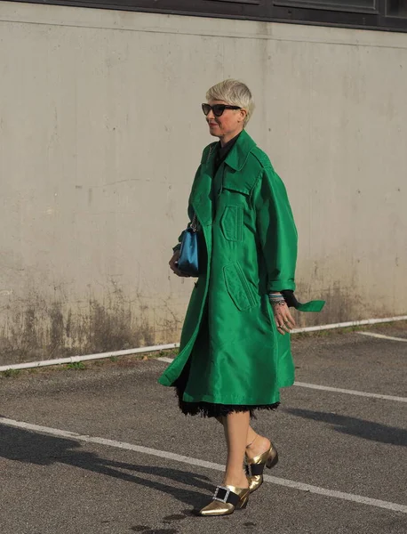 Milan Italien Februari 2020 Elisa Nalin Street Style Outfit Före — Stockfoto