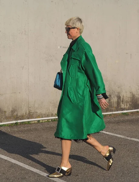 Milan Italien Februari 2020 Elisa Nalin Street Style Outfit Före — Stockfoto