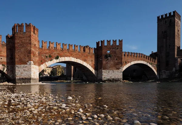 Мост Кастельвеккьо Историческом Городе Верона Италия — стоковое фото