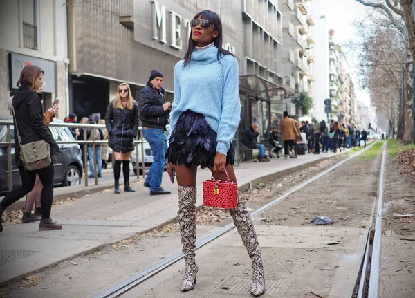 Fashion Blogger Gisele Assis Street Style Outfit Μετά Την Επίδειξη — Φωτογραφία Αρχείου