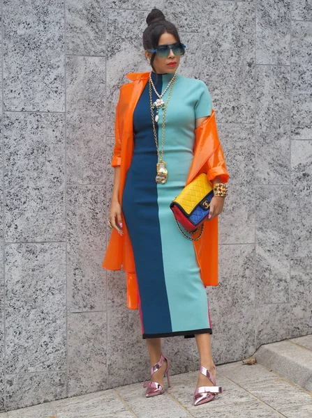 Mode Bloggare Street Style Outfit Före Sportmax Modevisning Milano Modevecka — Stockfoto