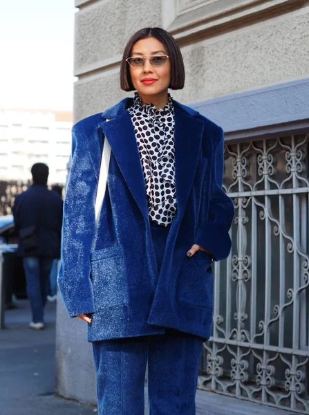 Msgm Moda Defilesinden Önce Milan Moda Haftası 2020 Blogger Sokak — Stok fotoğraf