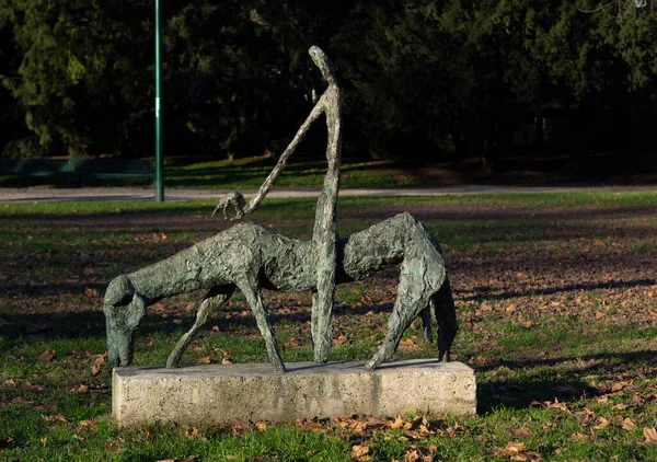 Estatuas Bronce Caballeros Del Apocalipsis Parque Público Montanelli Milán Lombardía — Foto de Stock