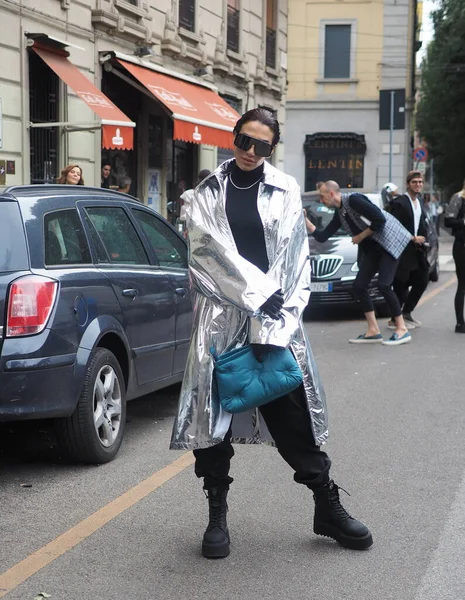 Moda Blogger Street Style Outfit Antes Laura Biagiotti Desfile Moda — Foto de Stock