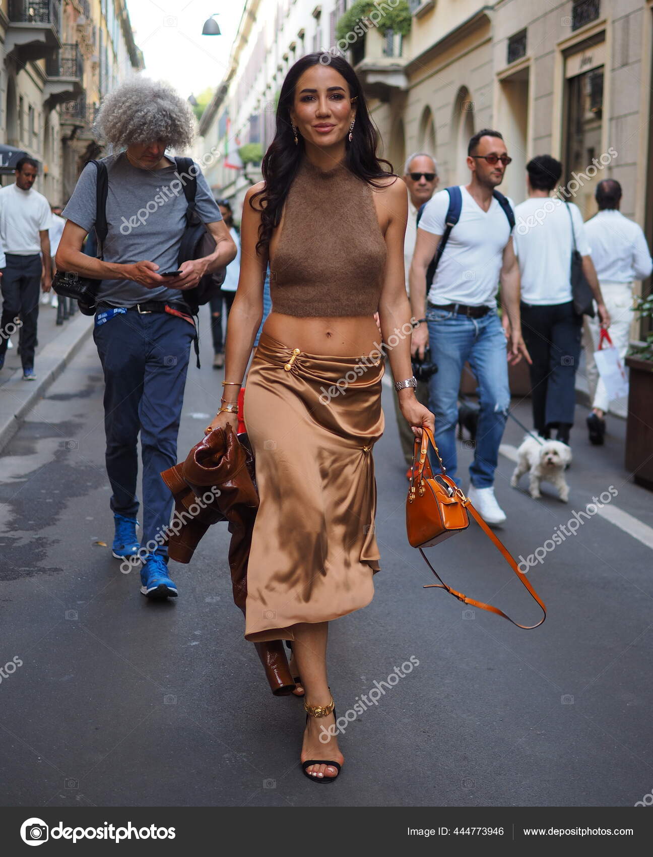 Tamara Kalinic poses during the Milan Fashion Week Womenswear