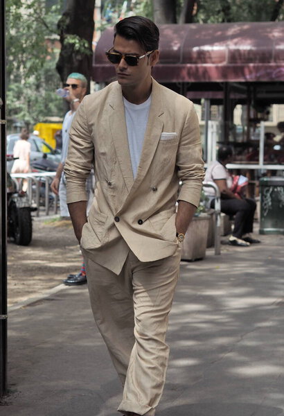 Frank Gallucci street style outfit after Armani fashion show during Milano Fashion Week man Fall/winter 2019/2020