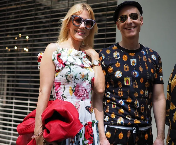 Fashion Blogger Street Style Prima Della Sfilata Dolce Gabbana Durante — Foto Stock