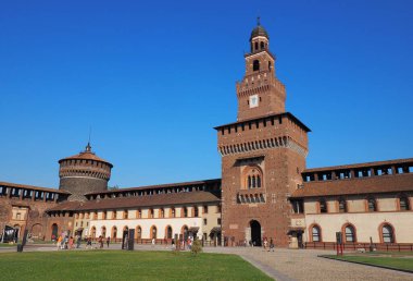 Milan (Lombardiya, İtalya): Forza kale duvarı (Castello Sforzesco) (15. yüzyılın sonunda inşa edildi)). 