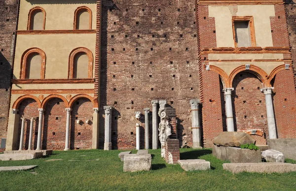 Zamek Sforza Castello Sforzesco Mediolanie Włochy — Zdjęcie stockowe