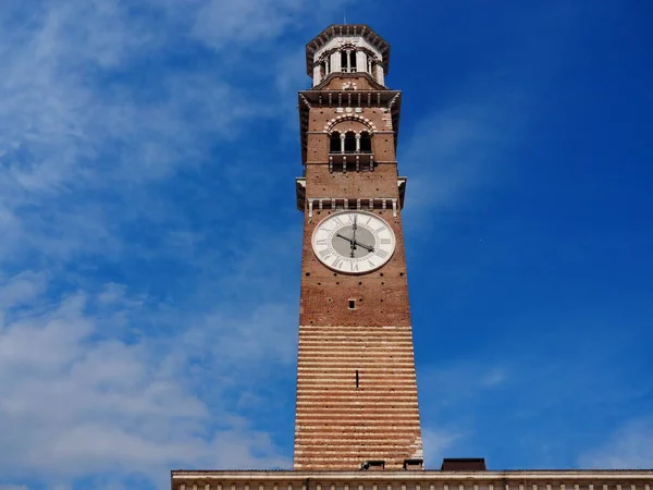 Bells Tower Big Watch Piazza Delle Erbe Square Verona Italy Royalty Free Stock Images