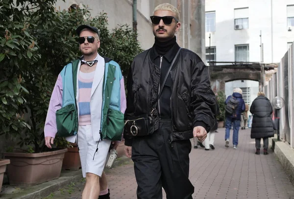 Módní Bloggerů Street Style Oblečení Před Módní Přehlídkou Brognano Během — Stock fotografie