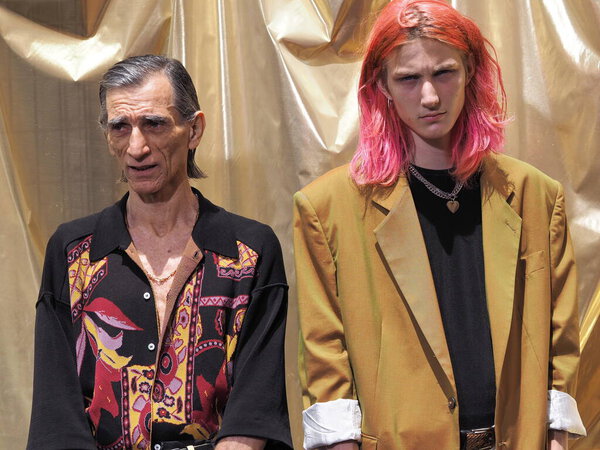 Models posing for photographers  after Magliano  fashion show during Milano Fashion Week man 2019/2020