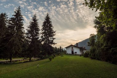 Church and sanctuary of San Rocco in Piario, Bergamo, Lombardy, Italy clipart