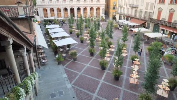 Piazza Vecchia Bergamo Mestres Paisagem Layout Particular Praça Lombardia Itália — Vídeo de Stock