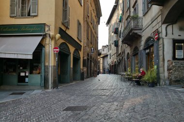  Bergamo alta şehir manzarası, Lombardy, İtalya.