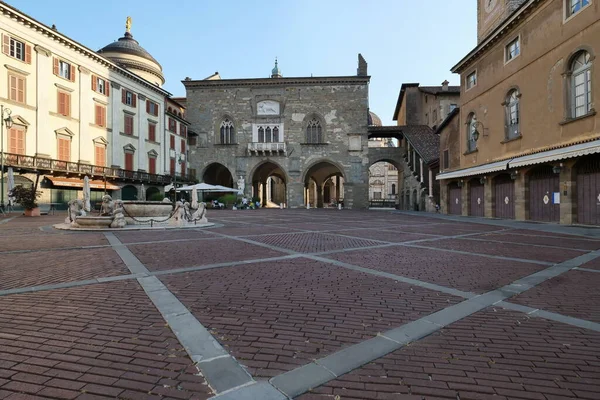 Piazza Vecchia Praça Histórica Bergamo Alta Lombardia Itália — Fotografia de Stock