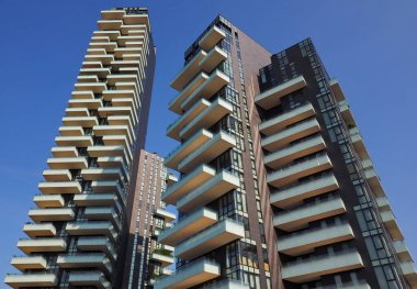 Yeni Porta Nuova bölgesi, modern skycraper, Lombardy, İtalya.