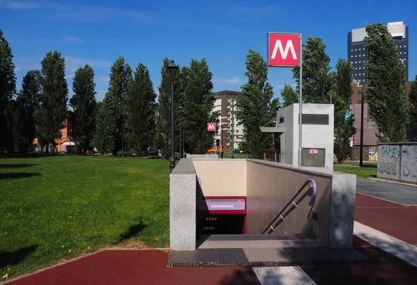 Eingang Zur Metrostation Monumentale Mailand Monumentale Ist Eine Station Der — Stockfoto