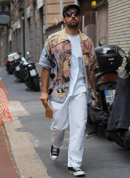 Moda Blogger Street Style Outfits Neil Barrett Fashion Show Milano — Fotografia de Stock