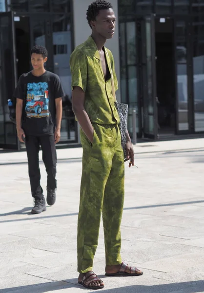 Moda Blogger Street Style Outfits Neil Barrett Fashion Show Milano — Fotografia de Stock