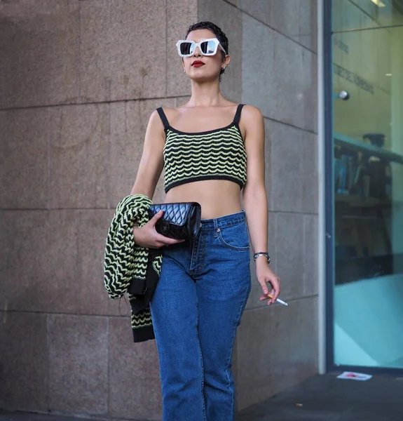 Fashion Blogger Street Alberta Ferretti Fashion Show Milan Fashion Week — Stok Foto