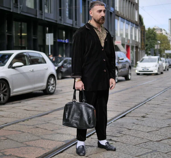 Mode Bloggare Street Style Outfit Före Drome Fashion Show Milan — Stockfoto