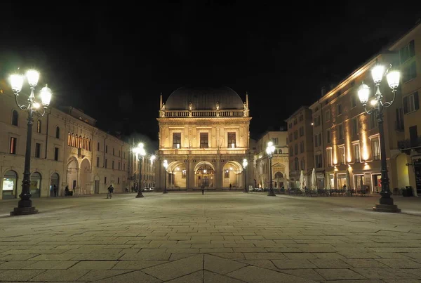 Piazza Della Loggia Night Brescia Lombardy Italy — Stock Photo, Image