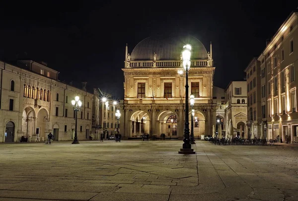 Piazza Della Loggia Night Brescia Lombardy Italy — Stock Photo, Image