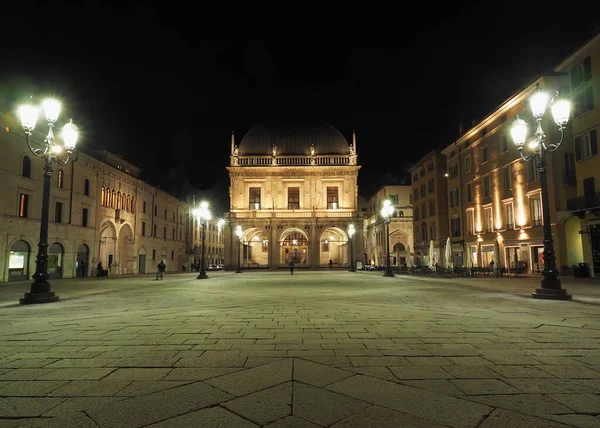 Piazza Della Loggia Noche Brescia Lombardía Italia —  Fotos de Stock