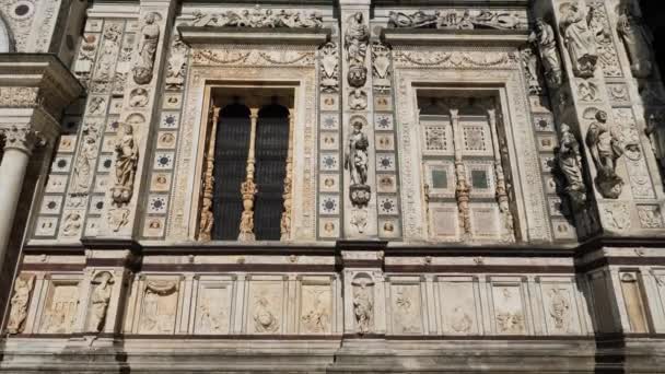 Facade Decorations Details Certosa Church Pavia Lombardy Italy — Stock Video