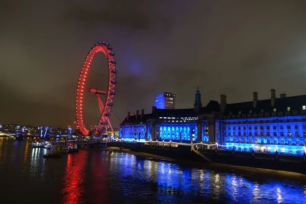 Olho Londres Inglaterra Tirado Rio Tâmisa Noite — Fotografia de Stock