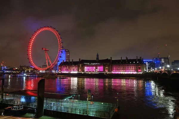 Olho Londres Inglaterra Tirado Rio Tâmisa Noite — Fotografia de Stock