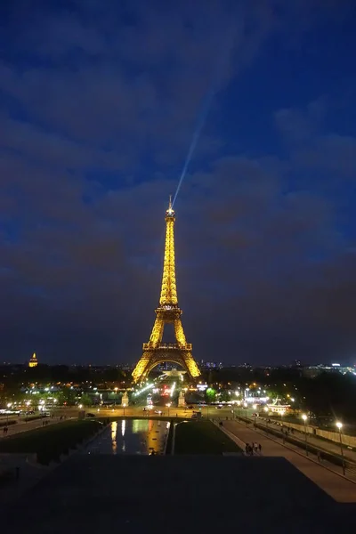 Vista Notturna Della Torre Eiffel Francia — Foto Stock