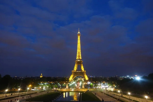 Vista Notturna Della Torre Eiffel Francia — Foto Stock