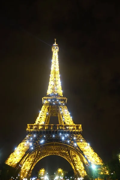 Vista Notturna Della Torre Eiffel Francia — Foto Stock