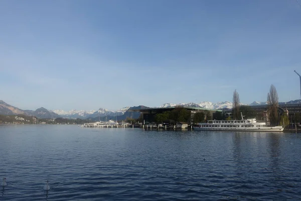 Luzern Θέα Στη Λίμνη Στο Ελβετικό — Φωτογραφία Αρχείου