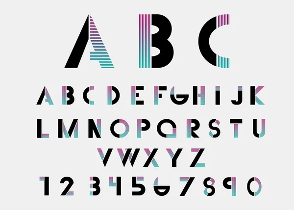 Цветные алфавитные шрифты и числа — стоковый вектор