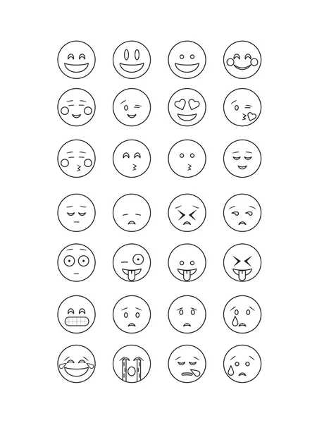 Conjunto de vector emoticono contorno negro — Vector de stock