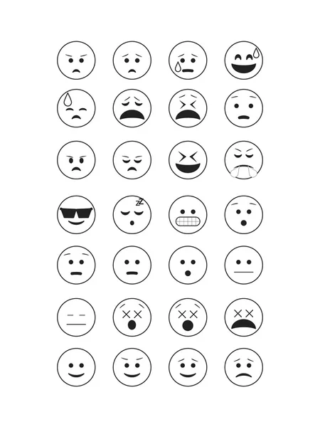 Conjunto de vector emoticono contorno negro — Vector de stock