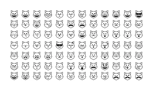 Ensemble d'émoticône de chat — Image vectorielle