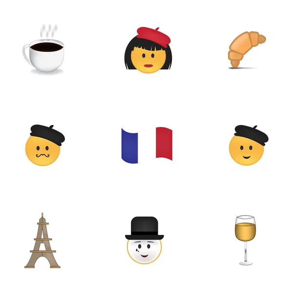 Conjunto de emoticonos franceses — Archivo Imágenes Vectoriales