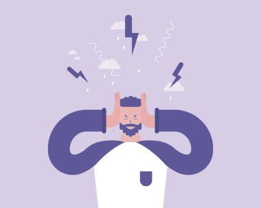 Stres altındaki adam. Sosyal stres ve baskı. 