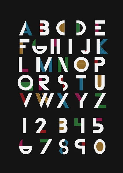 Цветные алфавитные шрифты и числа . — стоковый вектор