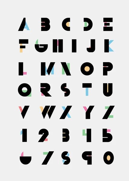 알파벳 글꼴 색상 및 숫자. — 스톡 벡터