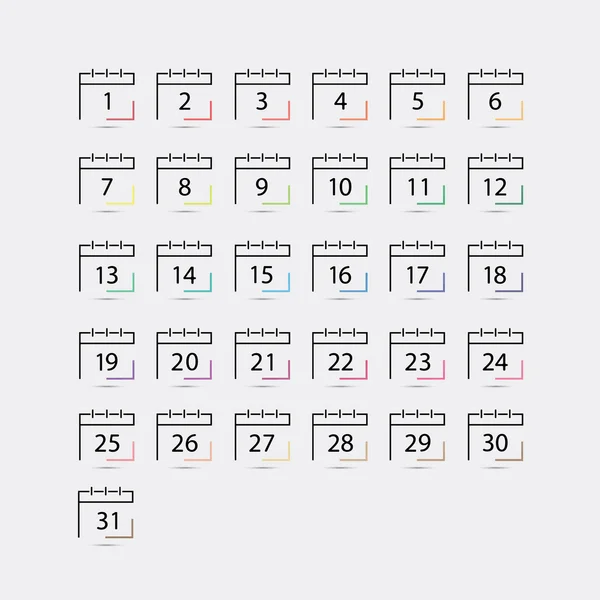 Icono del calendario. Días del mes — Vector de stock