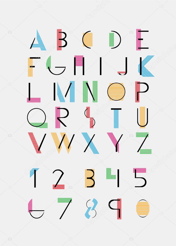 Color alphabetic fonts and numbers.