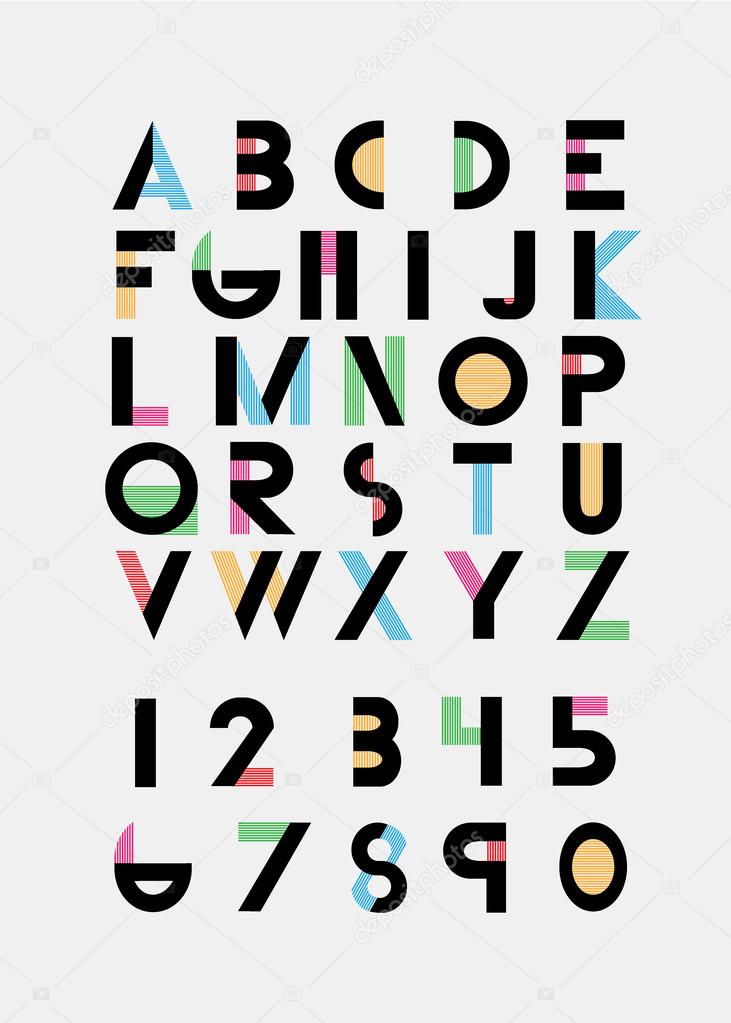 Color alphabetic fonts and numbers.