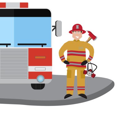 Firefighter vector icon set.