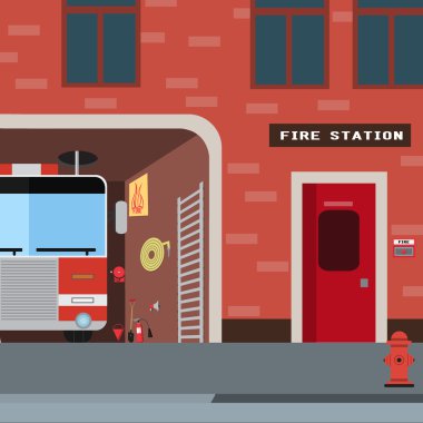 Firefighter vector icon set.