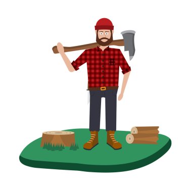 Lumberjack vector icon set